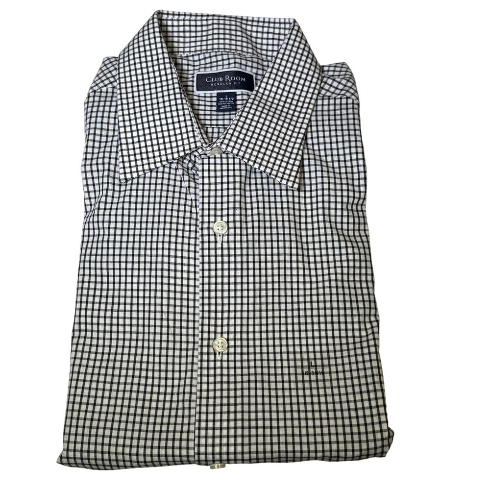 Club Room Men's Check Dress Shirt black/white Large $50